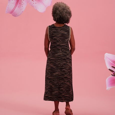 VESTIDO MIDI CREPE ESTAMPADO 33492 ESTAMPADO P