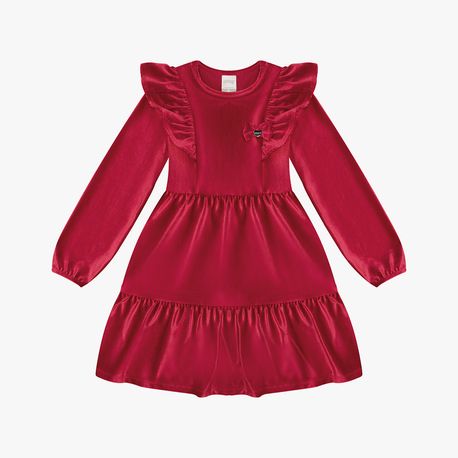 VESTIDO TECIDO VELUDO 65349 VERMELHO 04