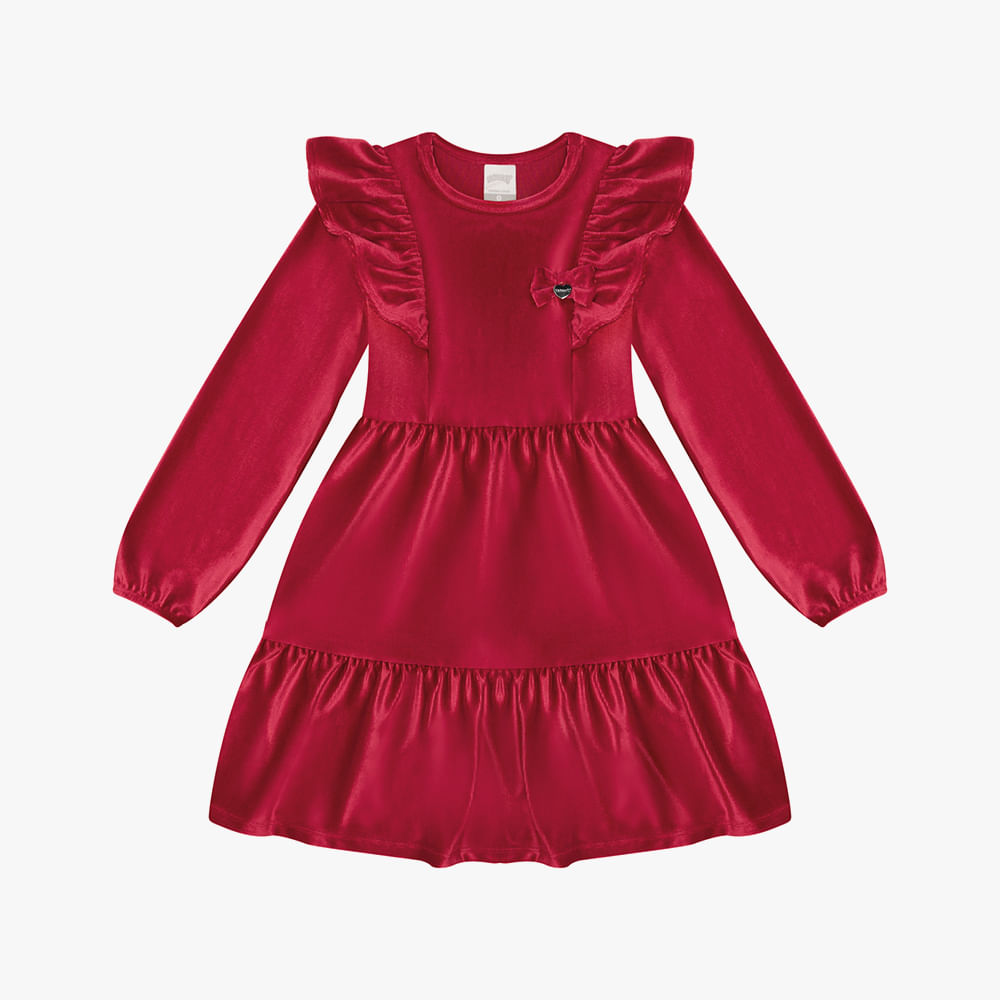 VESTIDO TECIDO VELUDO 65349 VERMELHO 04