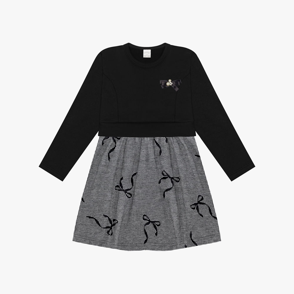 VESTIDO MOLECOTTON PIED POULE 65310 PRETO 08