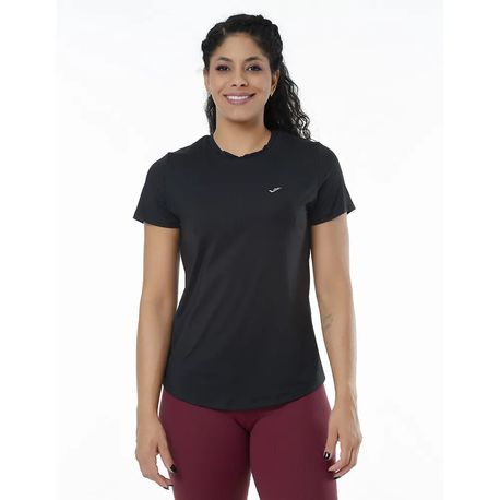 CAMISETA GOLA CARECA FEMININA 135503 PRETO/PRETO GG