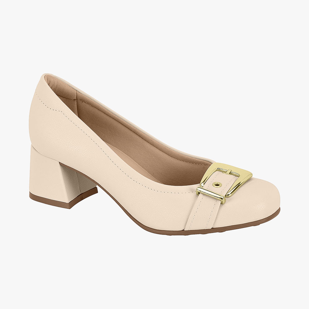 SAPATO SALTO MEIO FIVELA 7373117 CREME 985 34