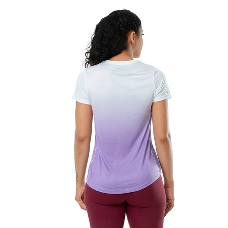 CAMISETA GOLA V FEMININA 135515 LILAS/BRANCO GG