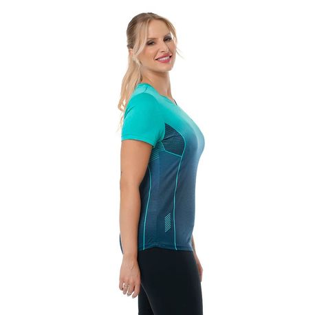 CAMISETA GOLA V FEMININA 135515 MARINHO/VERDE GG