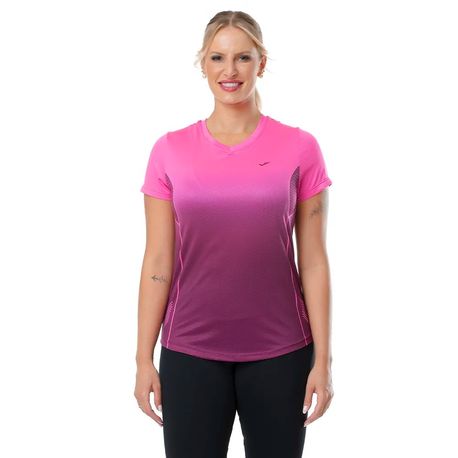 CAMISETA GOLA V FEMININA 135515 VINHO/ROSA CLARO GG