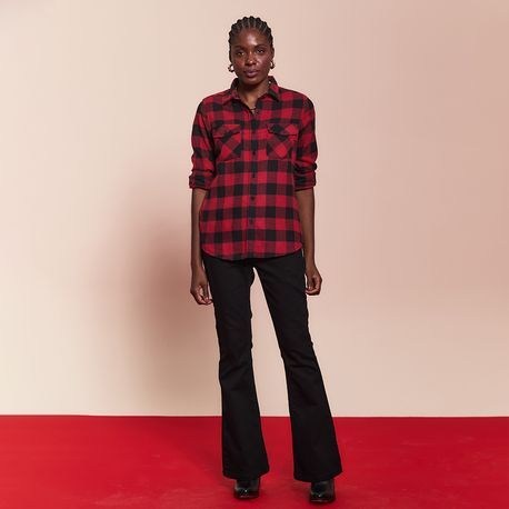 CAMISA ML XADREZ FLANELADA 1001611 PRETO/VERMELHO P