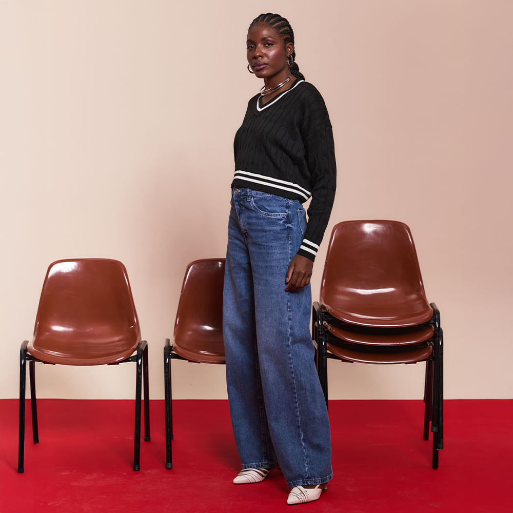 CALÇA JEANS WIDE LEG SKY TR111 SKY 36