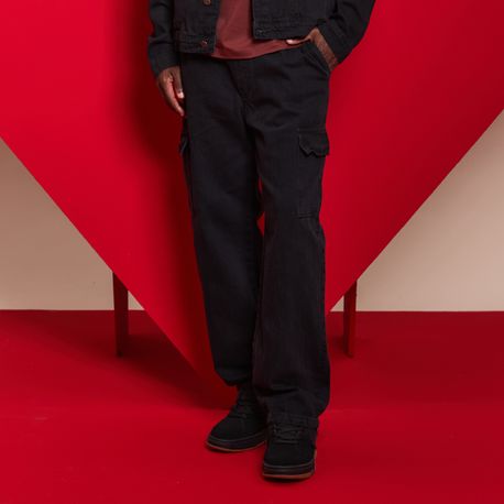 CALÇA CARGO JOGGER JEANS RETA 761 BLACK P