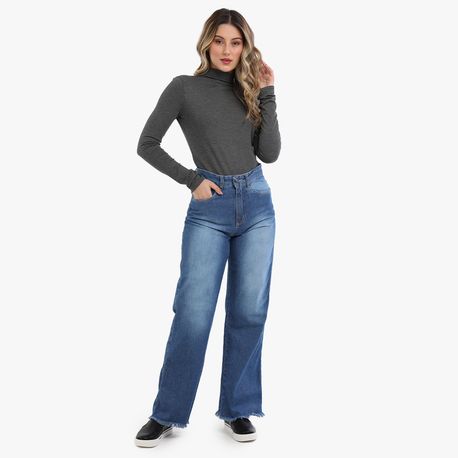 WIDE LEG BARRA DESFIADA 2029 JEANS ESCURO 38
