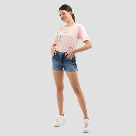 SHORTS LYCRA RASGO BARRA DOBRADA 5446 JEANS CLARO 36