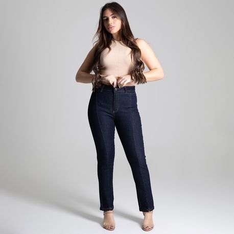 CALCA JNS RETA AMACIADA FRISO FRT 277333 JEANS ESCURO 36