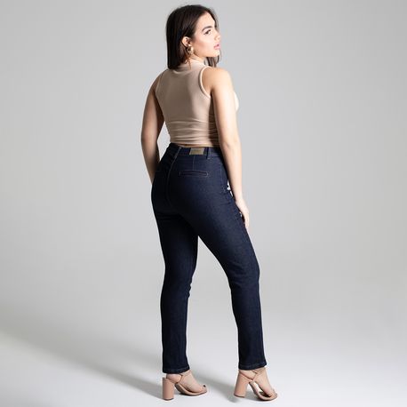 CALCA JNS RETA AMACIADA FRISO FRT 277333 JEANS ESCURO 36