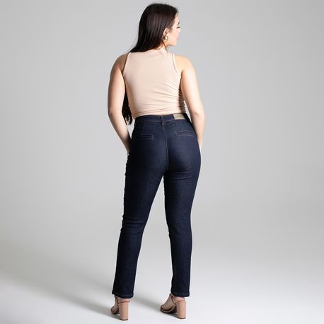 CALCA JNS RETA AMACIADA FRISO FRT 277333 JEANS ESCURO 36