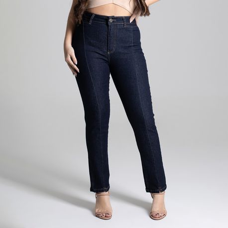 CALCA JNS RETA AMACIADA FRISO FRT 277333 JEANS ESCURO 36