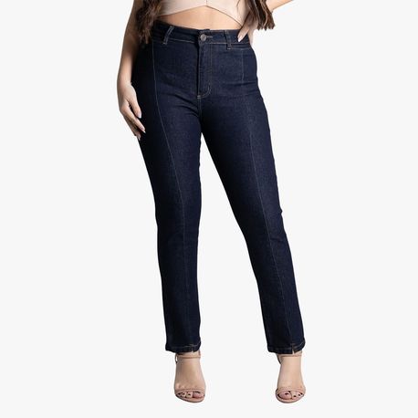 CALCA JNS RETA AMACIADA FRISO FRT 277333 JEANS ESCURO 36