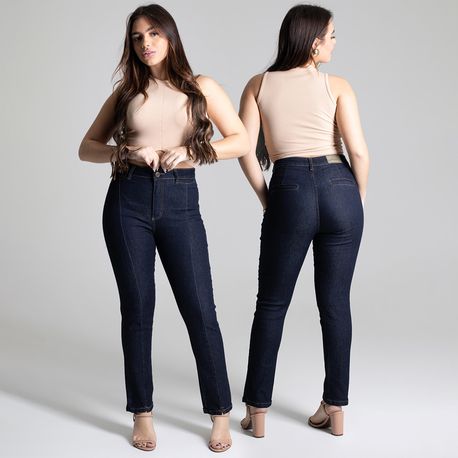 CALCA JNS RETA AMACIADA FRISO FRT 277333 JEANS ESCURO 36