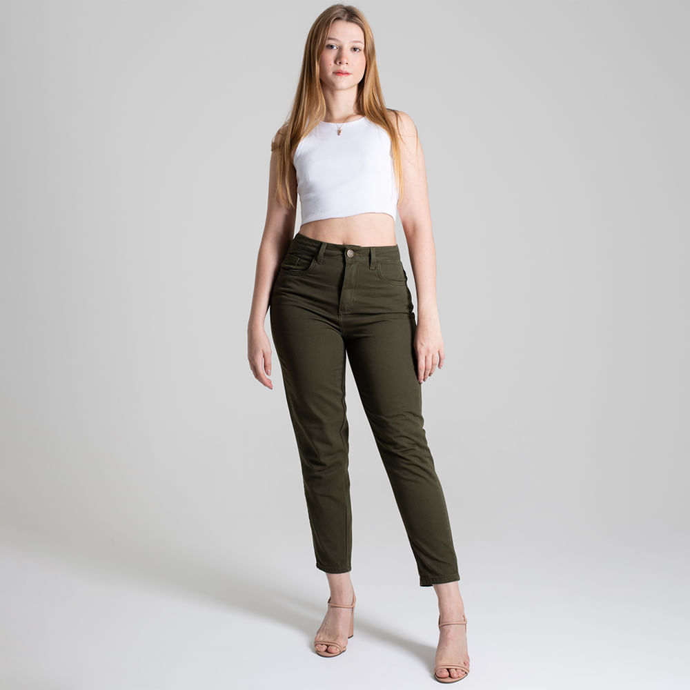 CALCA SARJA MOM MILITAR S ELAST 5 POCKETS 276908 MILITAR 36