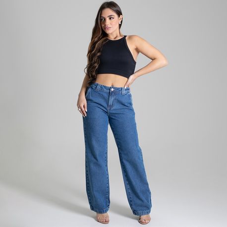 WIDE LEG JEANS BARRA LARGA CINT MED 277269 JEANS 38
