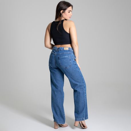 WIDE LEG JEANS BARRA LARGA CINT MED 277269 JEANS 38