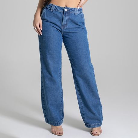 WIDE LEG JEANS BARRA LARGA CINT MED 277269 JEANS 38