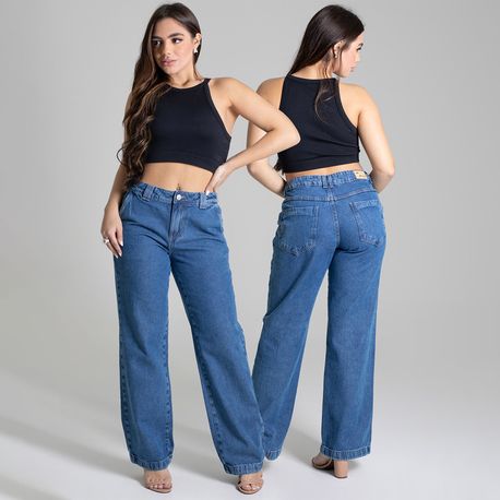 WIDE LEG JEANS BARRA LARGA CINT MED 277269 JEANS 38