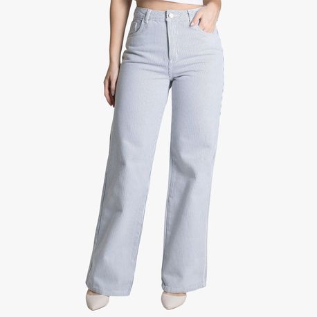 CALCA WIDE LEG RETA LISTRADA AZUL 278213 AZUL 36