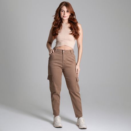 CALÇA SARJA MOM CARGO CAPUCCINO 277457 CAPUCCINO 36