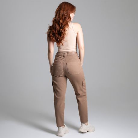 CALÇA SARJA MOM CARGO CAPUCCINO 277457 CAPUCCINO 36