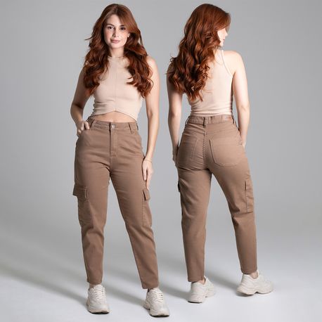 CALÇA SARJA MOM CARGO CAPUCCINO 277457 CAPUCCINO 36