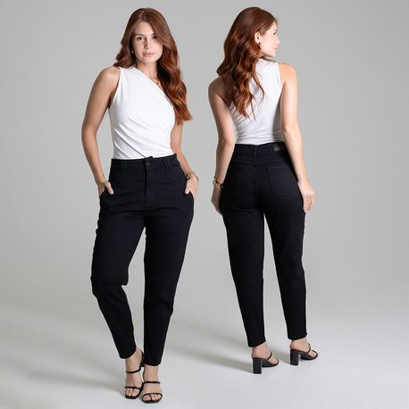 CALÇA SARJA LY MOM BOLSO FACA PTO 272557 PRETO 36