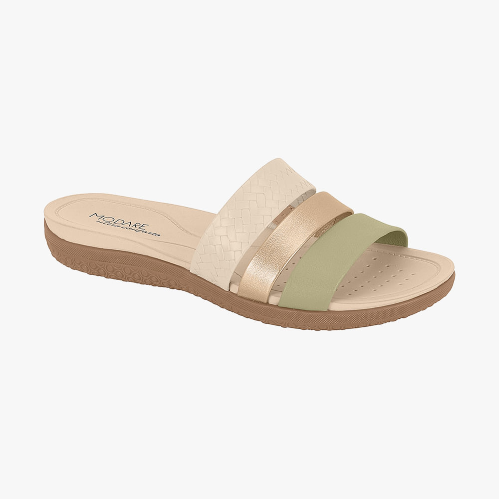 RASTEIRA CHINELO 3 TIRAS MODAR 7125-200 CREME/VERDE 34