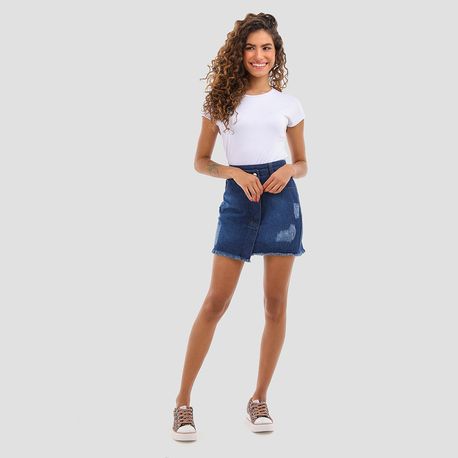 MINI SAIA RASGO FECHO LATERAL RASGO RE68 JEANS ESCURO 36