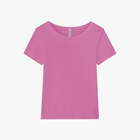BLUSA MC CANELADA LISA 00459 ROSA VIOLETA M