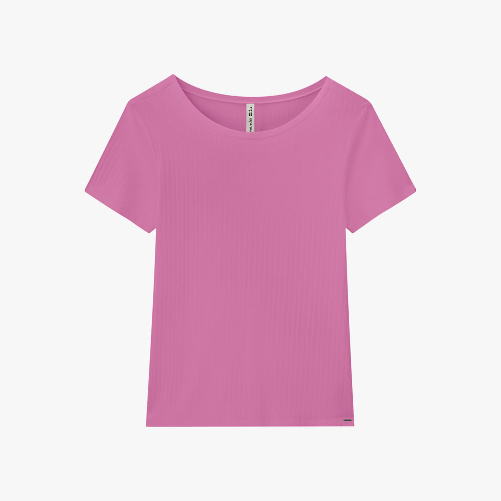 BLUSA MC CANELADA LISA 00459 ROSA VIOLETA M