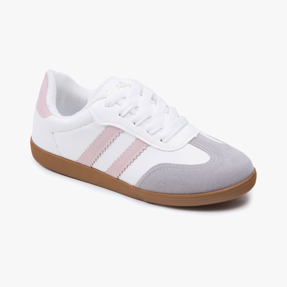 TENIS CASUAL JUV MNA 18119 BRANCO/ROSA CANDY 33