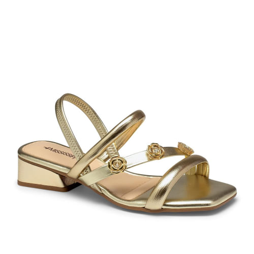 SANDALIA SALTO BAIXO FLORZINHAS MB793 04 CHAMPAGNE 38