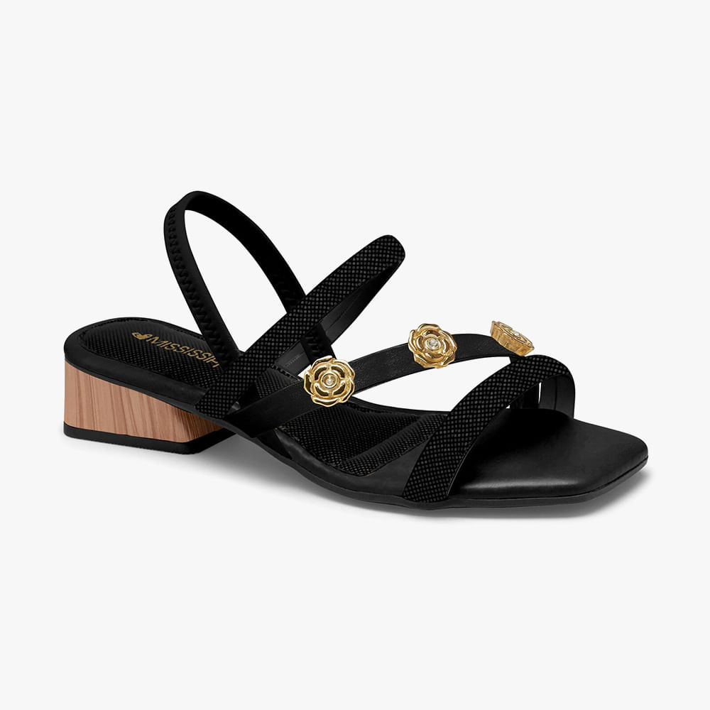 SANDALIA SALTO BAIXO FLORZINHAS MB793 06 PTO 36