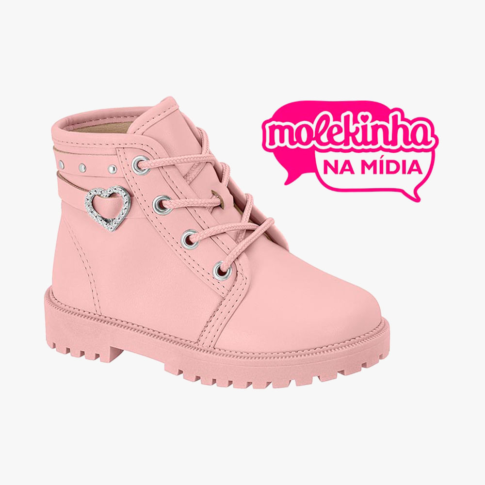 BOTA COTURNO COM FIVELA CORACAO BB MNA 2126526 ROSA VELHO 21