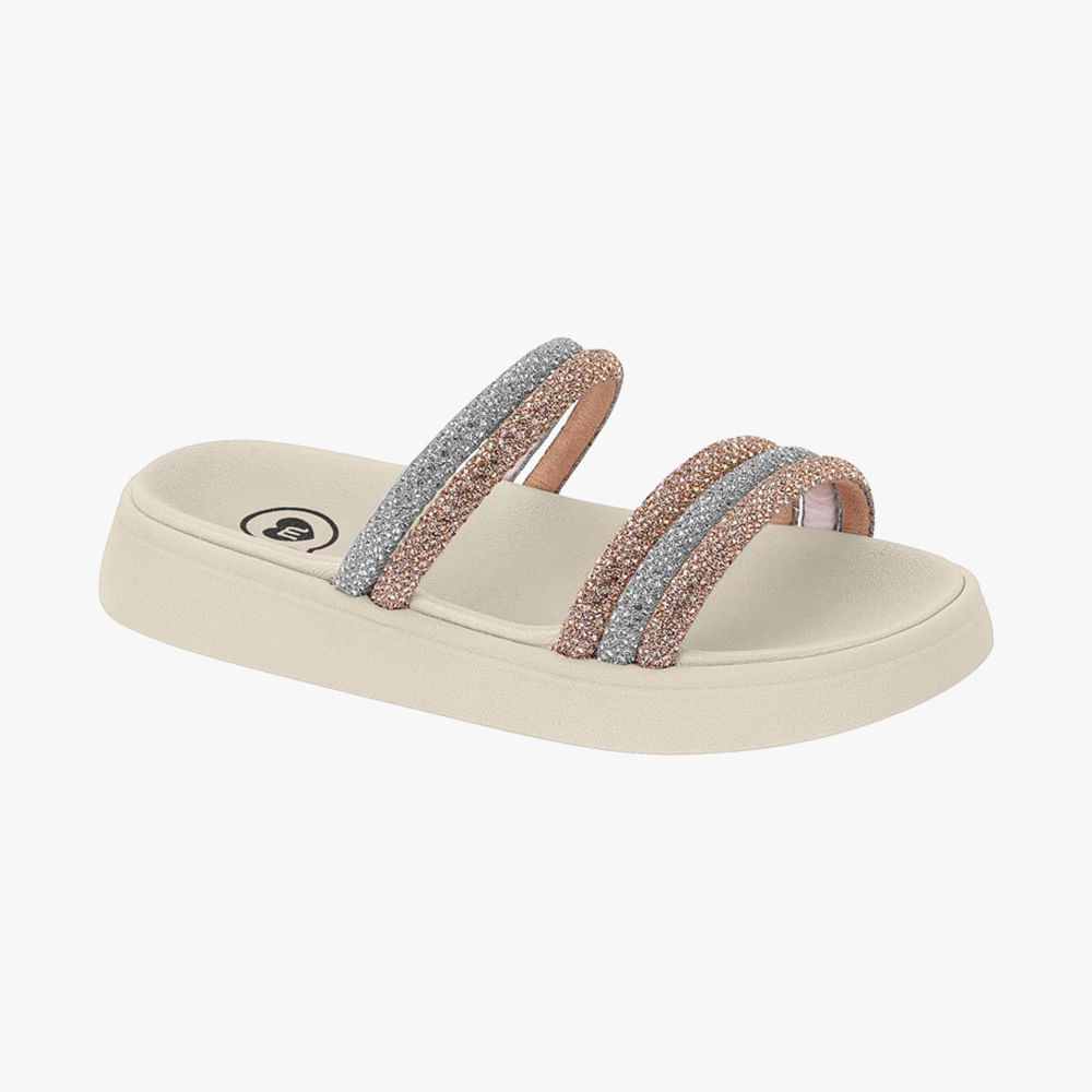 SANDALIA PAPETE BRILHO JUV MNA 2358103 CRISTAL/OURO ROSADO/BRANCO OFF 27