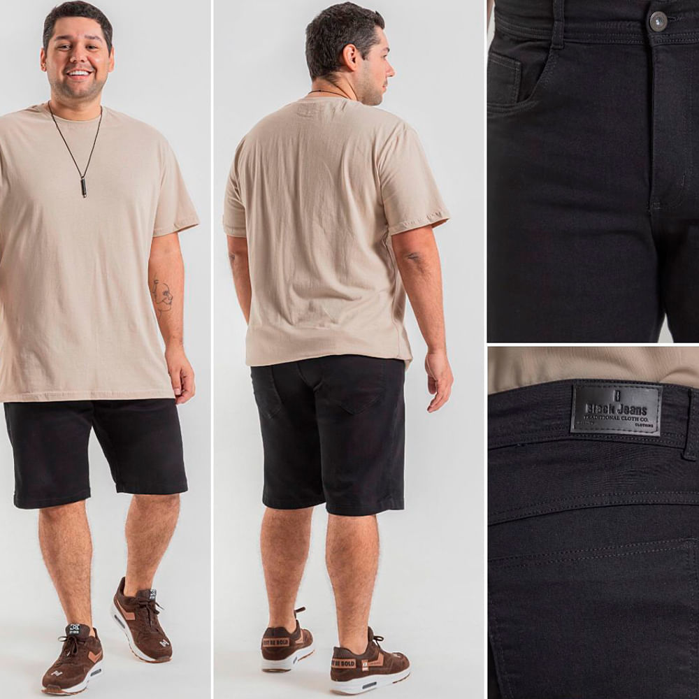 BERMUDA SARJA BLACK 502140 PRETO 50