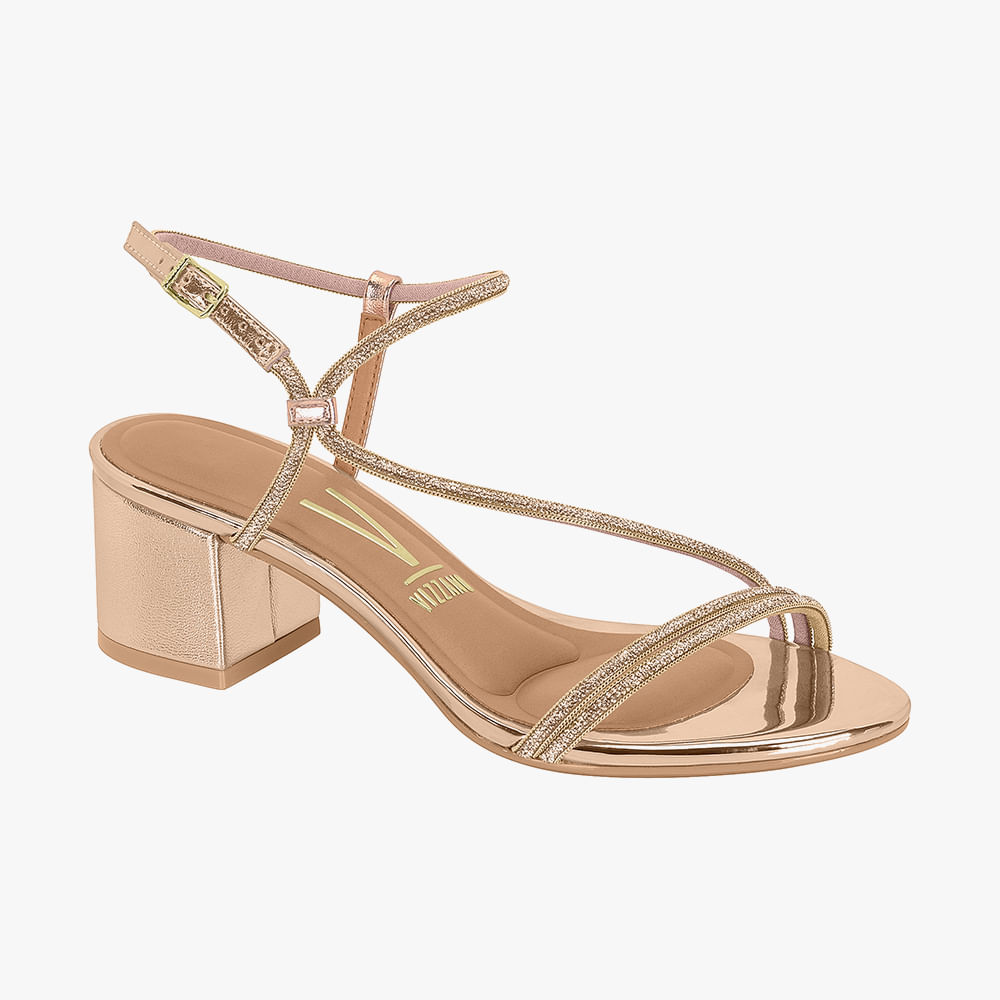 SANDALIA SALTO MEDIO 6291-1175 ROS/OURO/ ROS 34
