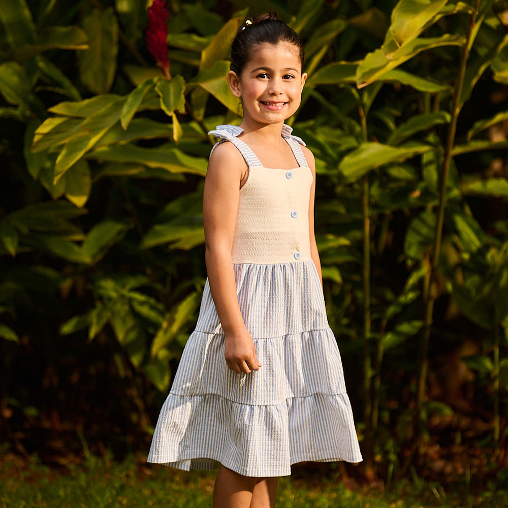 VESTIDO SAIA LISTRA MARIAS					 MR940	 AZUL 10