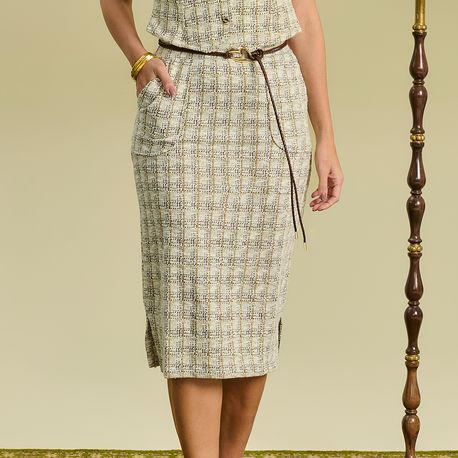 SAIA TWEED XADREZ ROCABELLA 410028 OFF WHITE P