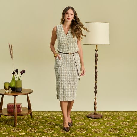 SAIA TWEED XADREZ ROCABELLA 410028 OFF WHITE P