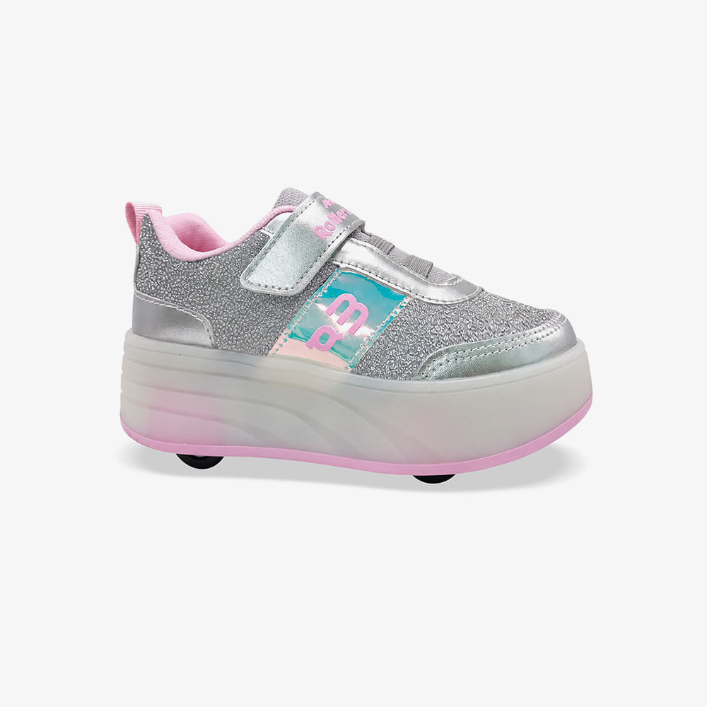 TENIS JOGGING RODINHA INFANTIL MNA MP2623 MNA PRATA/ROSA 32/33