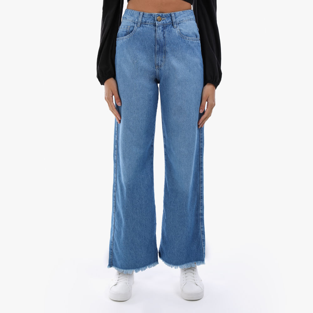 WIDE LEG BARRA DESFIADA 2029 JEANS CLARO 40
